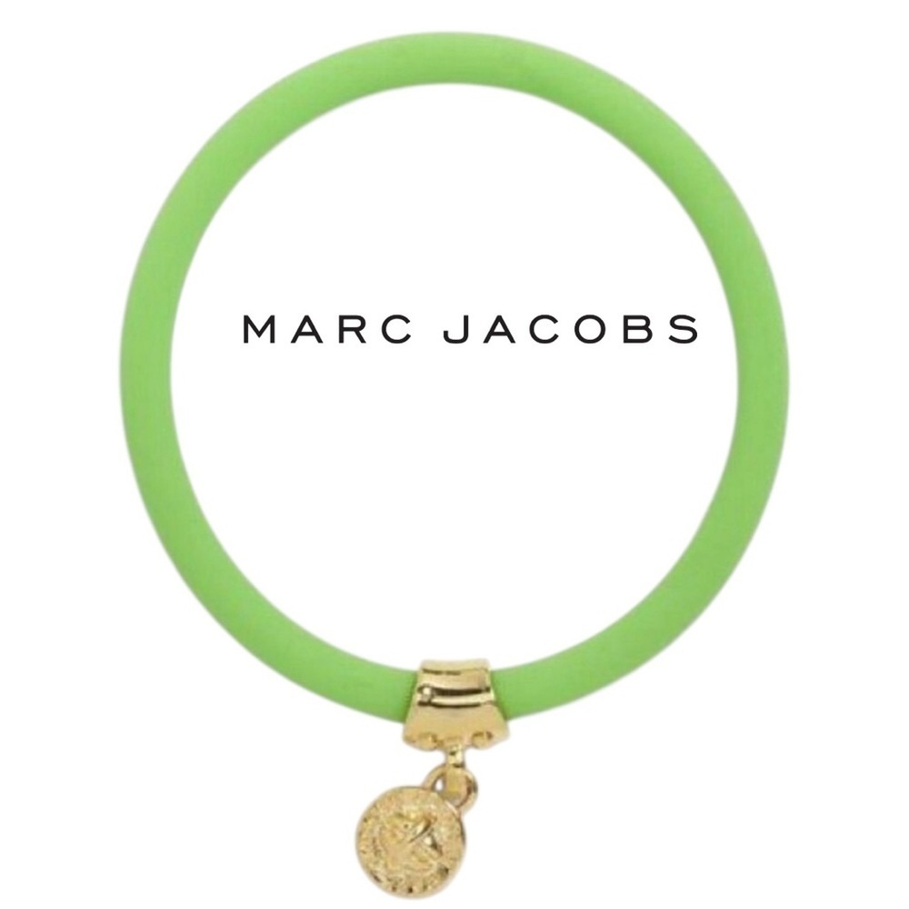 Marc by Marc Jacobs Green Silicone Bangle Bracelet w Gold Charm NWT in Package